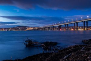 Dundee and the Tay Road Bridge at dusk